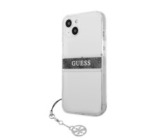 GUESS PC & TPU 4G Grey Stripe Zadní Kryt pro Apple iPhone 13 mini transparentní