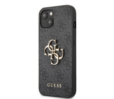 GUESS PU 4G Metal Logo Zadní Kryt pro Apple iPhone 13 šedá