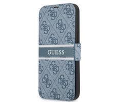 GUESS PU 4G Printed Stripe Book Pouzdro pro Apple iPhone 13 Mini modrá