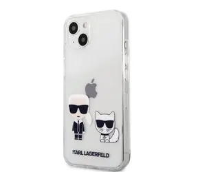 Karl Lagerfeld PC & TPU Ikonik Karl and Choupette Zadní Kryt pro Apple iPhone 13 mini transparentní