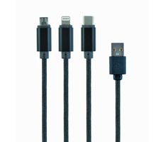 Gembird CC-USB2-AM31-1M USB-A napájecí kabel 3v1 / 1x microUSB (M) / 1x USB-C (M) / 1x Lightning (M)