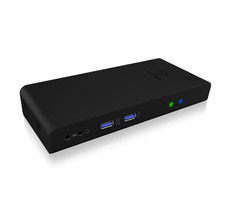 IcyBox IB-DK2251AC dokovací stanice pro notebook černá / 4x USB 2.0 / LAN / 3.5 mm jack