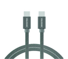 SWISSTEN TEXTILE datový kabel  USB-C - USB-C 2m stříbrná