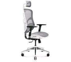 Diablo V-Basic bílo-šedá / ergonomická židle / nastavitelná / síťovaná / pojezdová kolečka / nosnost 150 kg