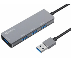 Sandberg SAVER USB-A HUB stříbrná / 1x USB 3.0 / 3x USB 2.0