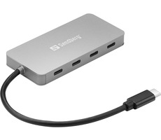 Sandberg USB-C HUB stříbrná / 4x USB-C 3.0 / 15 cm 