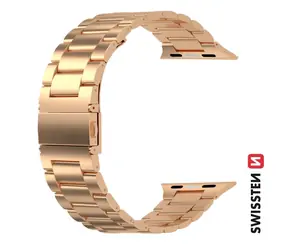 SWISSTEN Kovový řemínek pro Apple Watch 42/44/45/49mm růžovo zlatá