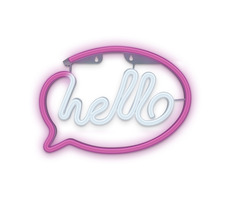 Forever Dekorativní LED neon Hello růžovo-bílá / délka kabelu 2 m / 3xAA / USB