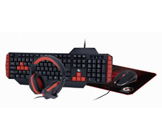 Gembird GGS-UMG4-02 černá / klávesnice + myš + podložka + sluchátka / US layout / USB-A / 1000 DPI