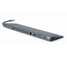 Gembird A-CM-COMBO9-01 šedá / HUB 9v1 / 3xUSB-A / HDMI / USB-C