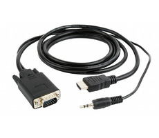 Gembird A-HDMI-VGA-03-10 adaptér HDMI-A (M) na VGA (M) + 3.5 mm audio černá / kabel 3m
