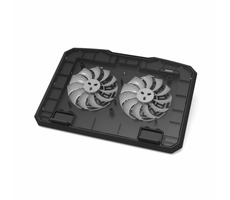 PORT CONNECT Cooler Pro černá / chladicí stojan na notebook / 2x USB-A / 2 ventilátory / plocha 35 x 25 cm