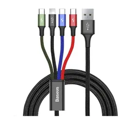 Baseus CA1T4-B01 Fast 4v1 černá / 2x USB-C / micro USB / Lightning / 1.2m