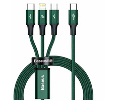 Baseus CAMLT-SC06 Rapid Serier 3v1 zelená / USB-C / MicroUSB / Lightinhg / 1.5m 