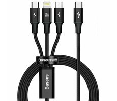 Baseus CAMLT-SC01 Rapid series 3v1 černá / USB-C / MicroUSB / Lightning / 1.5m 