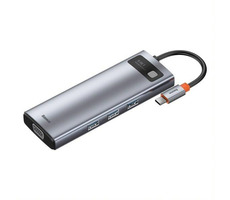 Baseus CAHUB-CU0G Metal Gleam Series 9v1 / USB-C / HDMI / 3x USB-A / VGA / RJ45 / SD / MicroSD 