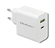 Qoltec 51718 adaptér 42W bílá / 5-20V / 2.4-3A / USB type C PD