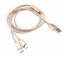 Akasa AK-CBUB42-12GL 2v1 zlatá / kabel USB-A / USB-C / microUSB / 1.2 m