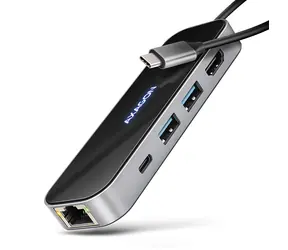 AXAGON HMC-6GL, USB 5Gbps hub, porty 3x USB-A, HDMI 4k/60Hz, RJ-45 GLAN, PD 100W, kabel USB-C 20cm