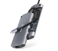 AXAGON HMC-6M2, USB 5Gbps hub, 2x USB-A, HDMI 4k/30Hz, RJ-45 GLAN, SATA M.2 slot, PD 100W, kabel USB-C 18cm