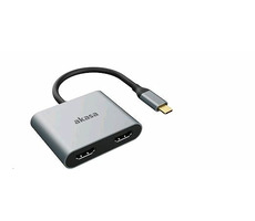 Akasa AK-CBCA26-18BK adaptér šedá / USB-C dokovací adaptér / USB-C 3.0 / 2x HDMI / 4K@60Hz