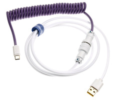 Ducky Premicord Creator USB-C na USB-A bílo-fialová / spirálovitý / 1.8m 