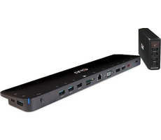 CLUB3D CSV-1564W100 Dokovací stanice USB-C 3.2 černá / 3x USB-C / HDMI / DP / VGA / RJ45 / SD Slot / MicroSD / 3.5mm jac