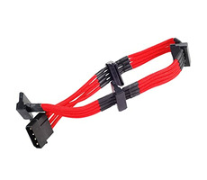 SilverStone kabel 4-pin Molex > 4x SATA rozšíření 30cm červená / individuálně pletená vlákna