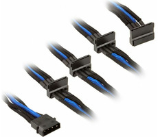 SilverStone kabel 4-pin Molex > 4x SATA rozšíření 30cm černo-modrá / individuálně pletená vlákna