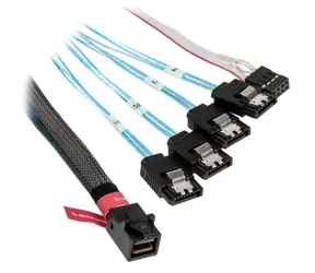 SilverStone SST-CPS05-RE kabel SAS mini 36-pin > 4x SATA 50cm černá / 12Gb/s / SFF-8643 / SGPIO