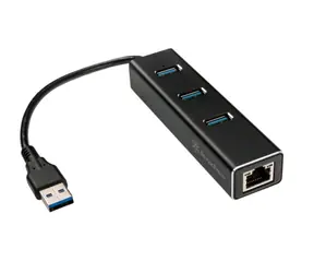 SilverStone EP04 3-port USB & Gigabit Ethernet hub černá / 3x USB 3.0 / 1GLAN