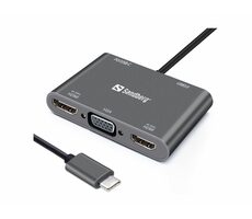 Sandberg 136-35 Dokovací stanice / 2xHDMI / 1xVGA / USB+PD