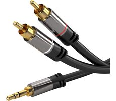 PremiumCord stíněný kabel stereo Jack 3.5mm - 2x CINCH / M-M / HQ / 5m