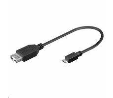 MicroConnect kabel USB2.0 A (F) - microUSB B (M) 0.2m černá / 480Mbit/s
