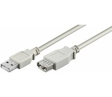 MicroConnect kabel USB2.0 A (M) - USB2.0 A (F) 2m šedá / 480Mbit/s