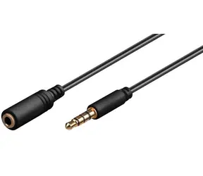 MicroConnect prodlužovací kabel 4-pin Jack 3.5mm (M) - Jack 3.5mm (F) 1.5m černá