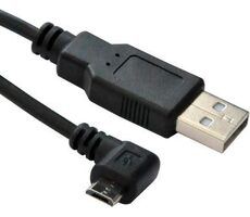 MicroConnect kabel USB2.0 A (M) - microUSB B (M) zahnutý 90° 3m černá / 480Mbit/s