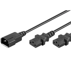 MicroConnect Prodlužovací split kabel C14 - 2x C13 1.8m černá