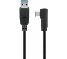 MicroConnect kabel USB-C 90° úhel (M) - USB3.0 A (M) 2m černá / 5000Mbit/s