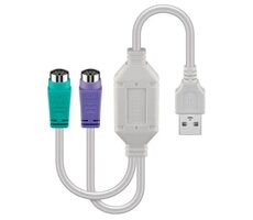 MicroConnect adaptér USB2.0 A (M) - 2x PS2 (M) bílá