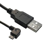 MicroConnect kabel USB2.0 A (M) - microUSB B (M) zahnutý 90° 1.8m černá / 480Mbit/s