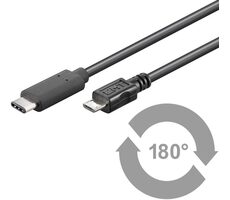 MicroConnect kabel USB C (M) - microUSB2.0 B (M) 1m černá / 480Mbit/s