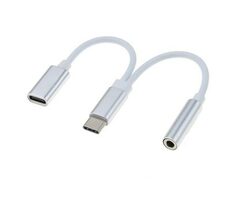 PremiumCord Převodník USB-C na audio konektor jack 3,5mm female + USB typ C konektor pro nabíjení