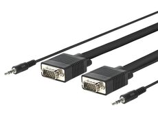 MicroConnect Kabel Full HD SVGA HD15 s Jack konektory 5m černá / Full HD (1920x1080) @ 60Hz / 3.5mm Jack