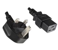 MicroConnect Power Cord UK Typ G 90° úhel - C19 1.8m černá / Anglická koncovka