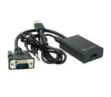 MicroConnect Converter s USB a audio jackem VGA (M) - HDMI (F) černá