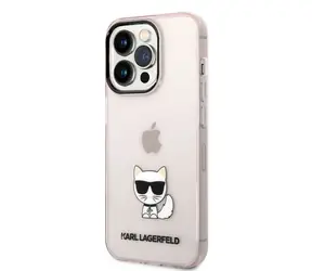 Karl Lagerfeld Choupette Logo Zadní Kryt pro Apple iPhone 14 Pro Max růžová