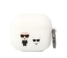 Karl Lagerfeld and Choupette Silikonové Pouzdro pro Apple Airpods 3 bílá