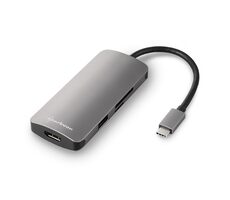 Sharkoon tmavě šedá / Multiportní adaptér / dokovací stanice / USB Type C & USB & HDMI & MicroSD & SD
