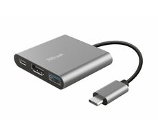 TRUST DALYX 3v1 stříbrná / 3v1 adapter / USB-C F & HDMI F & USB-A F / USB-C M 
